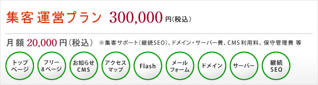 集客運営プラン30万円（税込み）月額2万円（税込み）